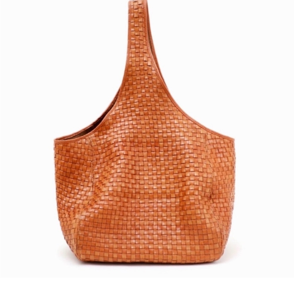 Clare V BANDO BAG IN NATURAL WOVEN CHECKER LEATHER